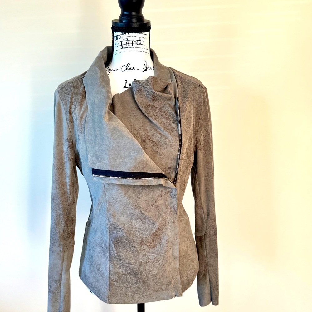 Faux Suede Drape Jacket. In Excellent Condition. MEDIUM.